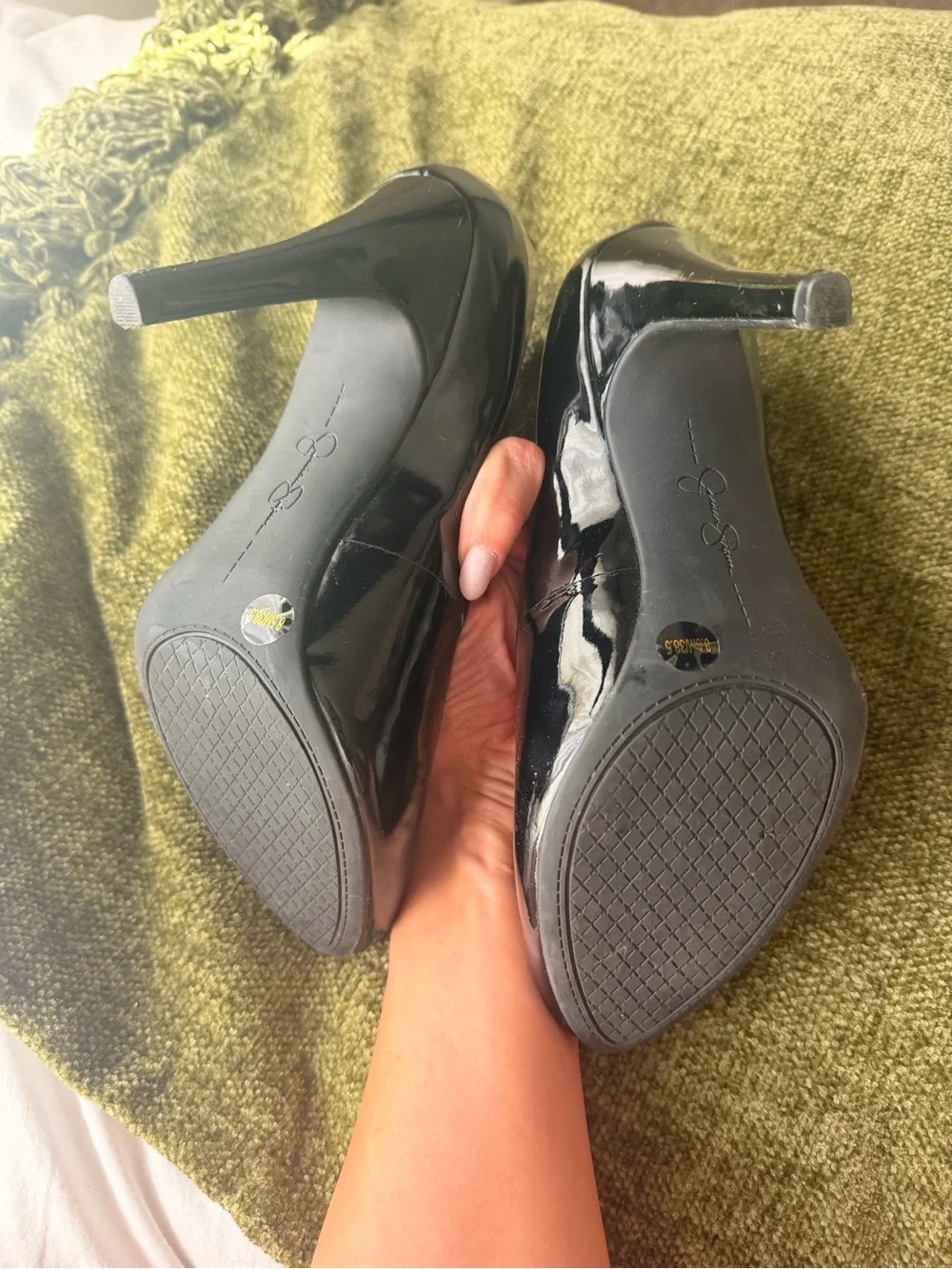 Jessica Simpson Black Patent Pointed-Toe Stiletto Pumps